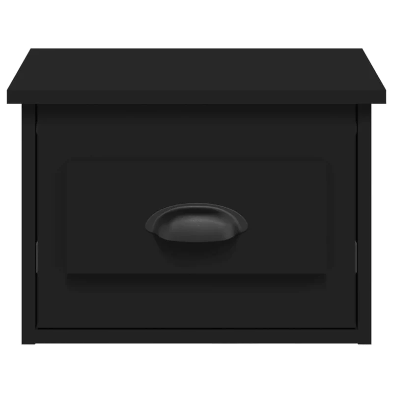 Table de chevet murale avec tiroir 41,5 x 36 x 28 cm en bois d'ingénierie noir DEC034314
