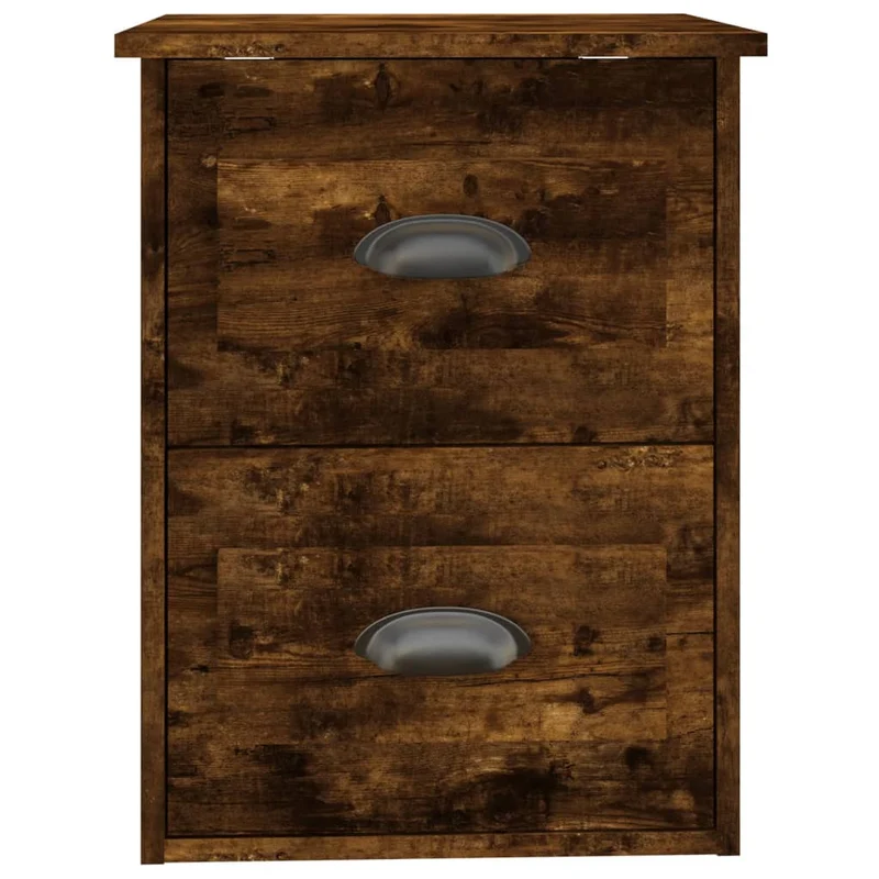 Table de chevet murale avec deux tiroirs 41,5 x 36 x 53 cm en bois d'ingénierie marron DEC034258