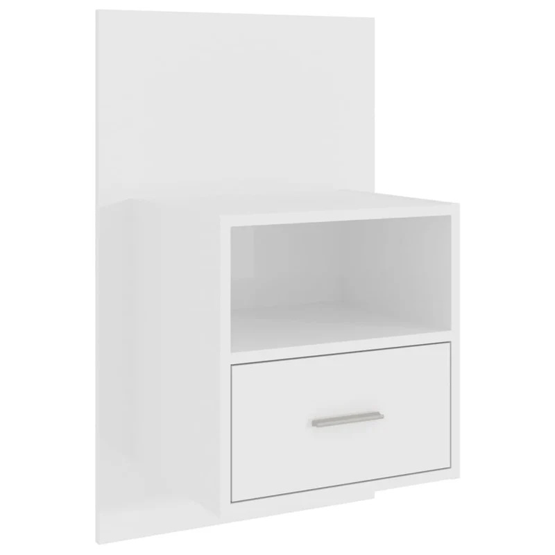 Table de chevet murale avec tiroir 48,5 x 32,5 x 80 cm en bois d'ingénierie blanc brilliant DEC034233