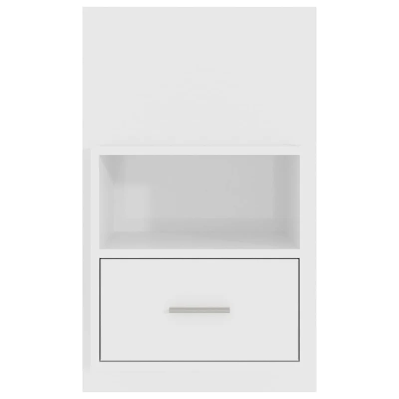 Table de chevet murale avec tiroir 48,5 x 32,5 x 80 cm en bois d'ingénierie blanc brilliant DEC034233