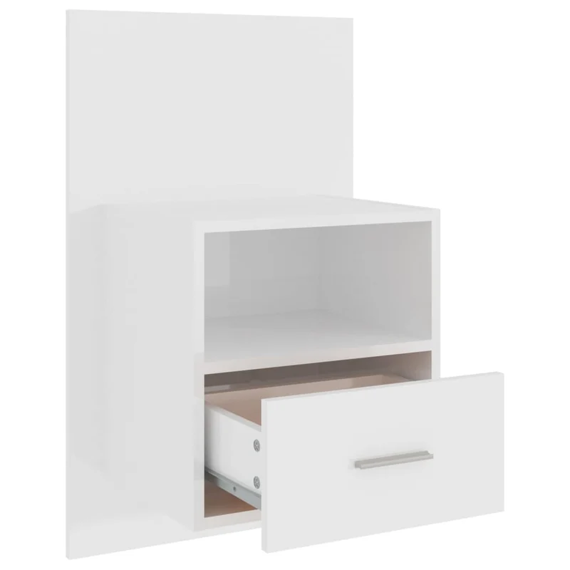 Table de chevet murale avec tiroir 48,5 x 32,5 x 80 cm en bois d'ingénierie blanc brilliant DEC034233