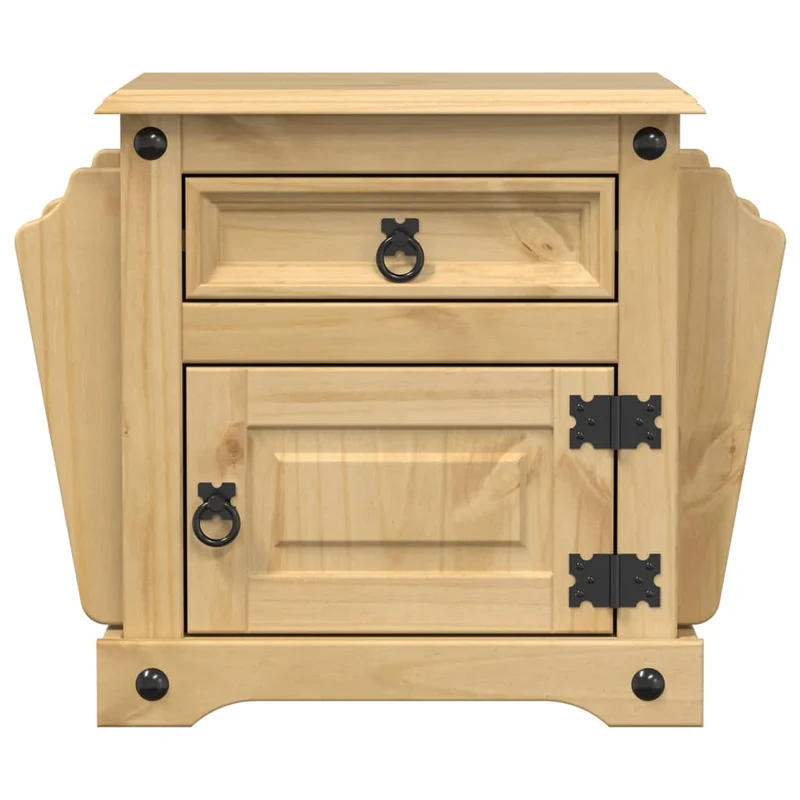 Table de chevet avec tiroir et compartiment avec porte 45 x 35 x 47,5 cm bois de pin massif DEC033902