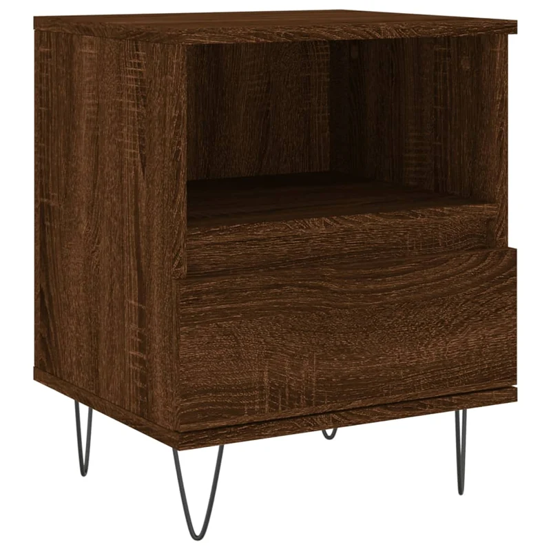 Table de chevet avec tiroir et compartiment ouvert 40 x 35 x 50 cm bois d’ingénierie marron DEC033723