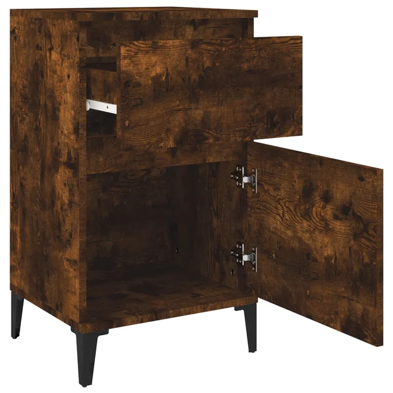 Table de chevet avec tiroir et compartiment de rangement 40 x 35 x 70 cm bois d'ingénierie marron et métal DEC033600