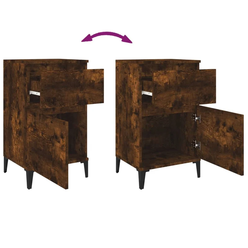 Table de chevet avec tiroir et compartiment de rangement 40 x 35 x 70 cm bois d'ingénierie marron et métal DEC033600
