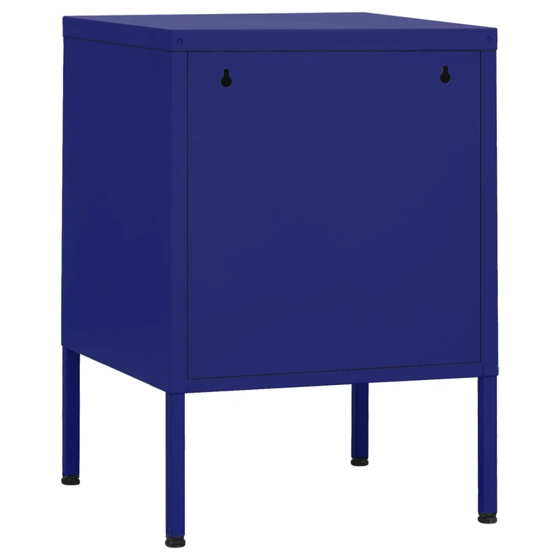Table de chevet avec étagère avec porte 35 x 35 x 51 cm acier bleu DEC033526