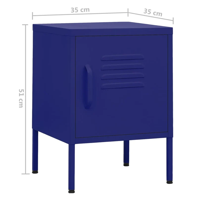 Table de chevet avec étagère avec porte 35 x 35 x 51 cm acier bleu DEC033526