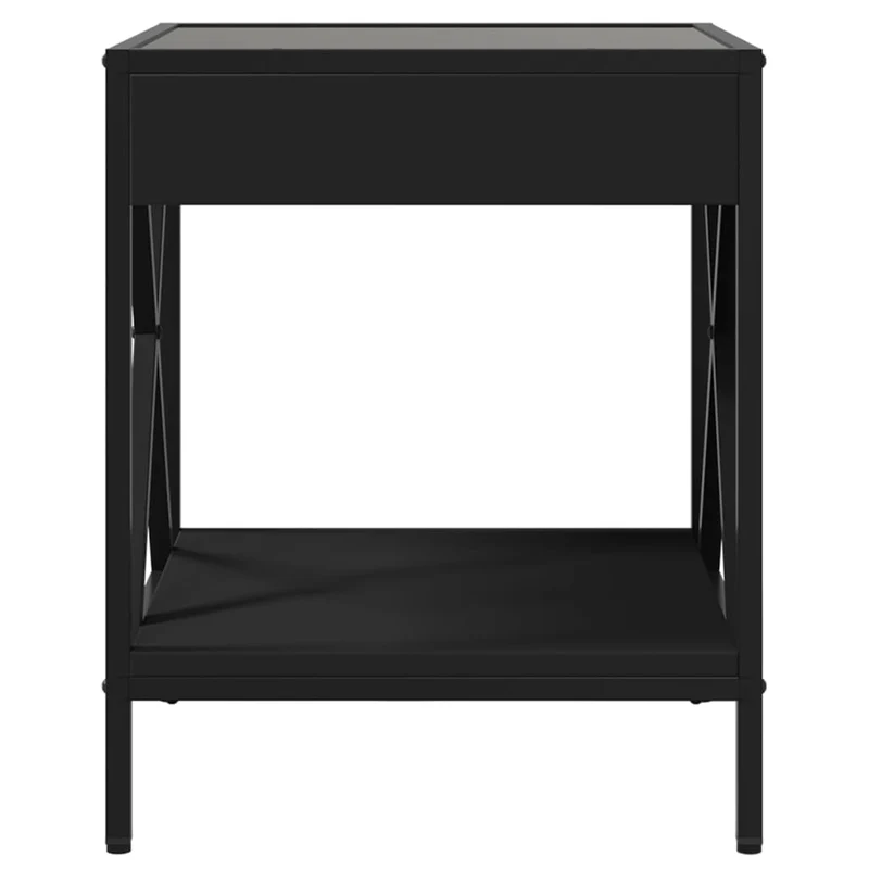 Table de chevet avec miroir à LED 40 x 40 x 49 cm bois d'ingénierie verre et acier DEC033156