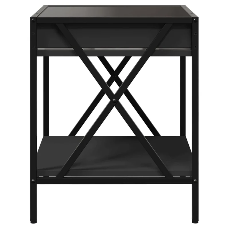 Table de chevet avec miroir à LED 40 x 40 x 49 cm bois d'ingénierie verre et acier DEC033156