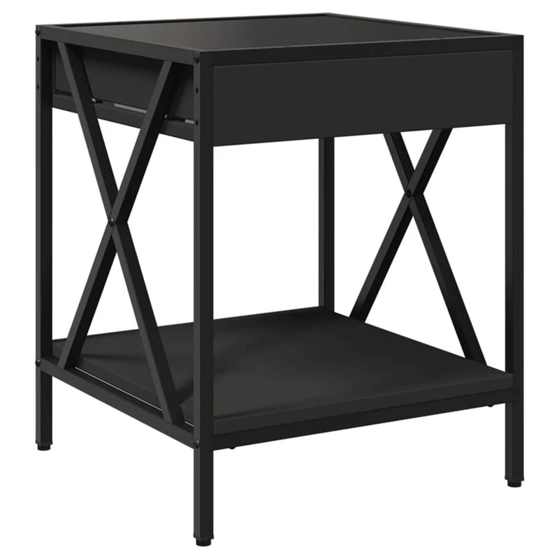 Table de chevet avec miroir à LED 40 x 40 x 49 cm bois d'ingénierie verre et acier DEC033156