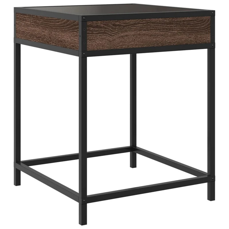 Table de chevet avec miroir à LED 40 x 40 x 51 cm bois d'ingénierie verre et acier DEC033141