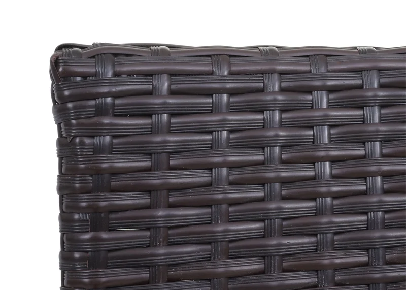 Salon de jardin en polyrotin pour jardin balcon terrasse canapé banc table fauteuils marron coussins gris foncé 04_0003245
