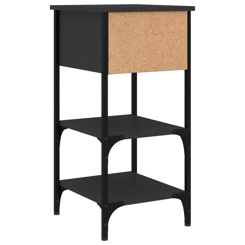 Table de chevet avec étagères et tiroir 34 x 36 x 70 cm bois d’ingénierie noir DEC034357