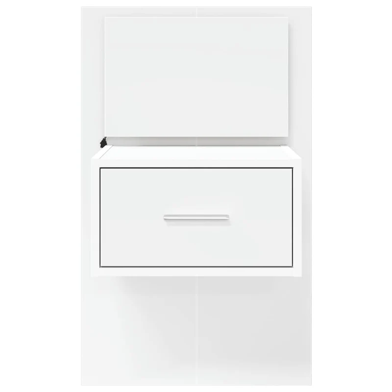 Table de chevet murale avec lumières LED avec tiroir 48,5 x 32,5 x 80 cm en bois d'ingénierie blanc DEC034162