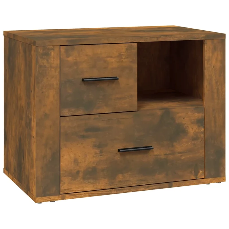 Table de chevet avec tiroirs et compartiment 60 x 36 x 45 cm bois d'ingénierie marron DEC033670