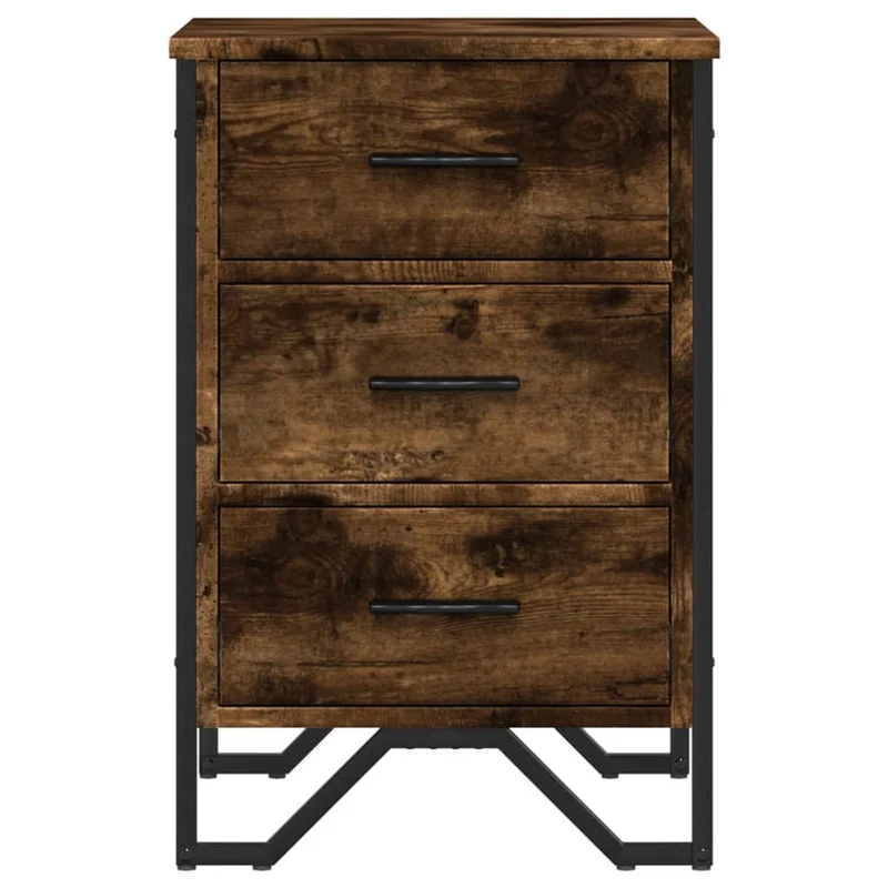 Table de chevet avec 3 tiroirs 40 x 41 x 60 cm bois d'ingénierie marron et métal DEC033634