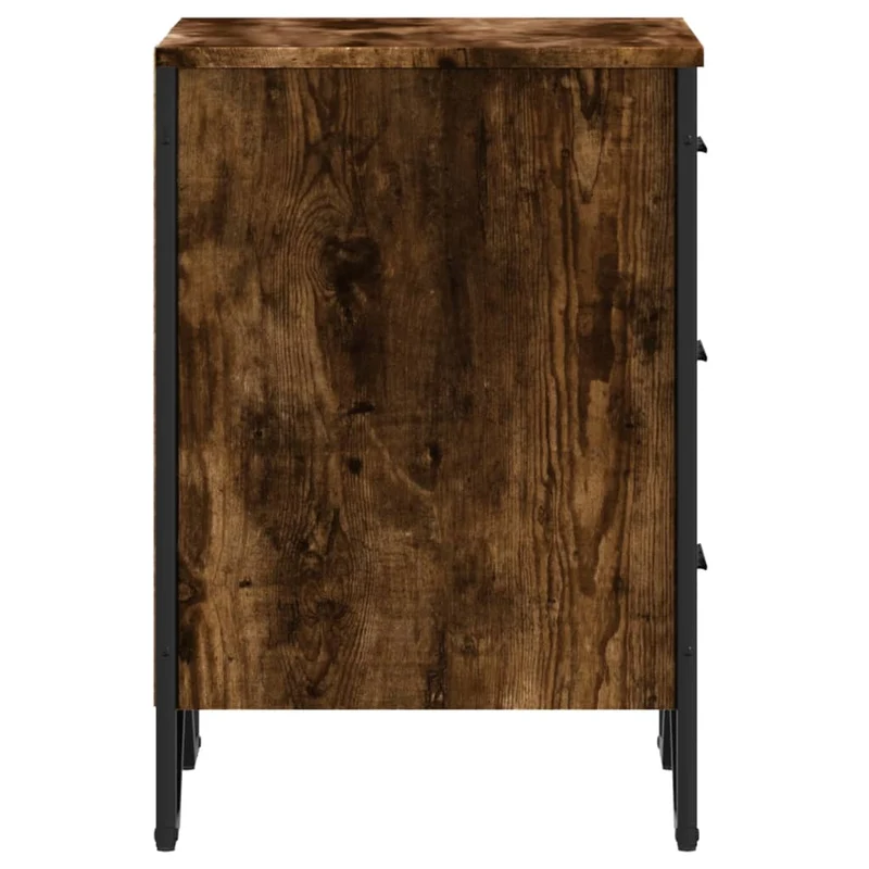 Table de chevet avec 3 tiroirs 40 x 41 x 60 cm bois d'ingénierie marron et métal DEC033634