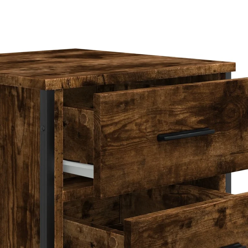 Table de chevet avec 3 tiroirs 40 x 41 x 60 cm bois d'ingénierie marron et métal DEC033634