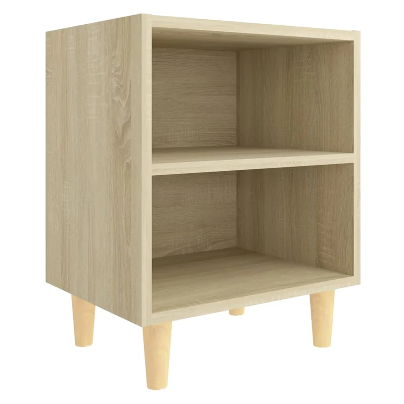 Table de chevet avec compartiment avec étagères pieds en bois 40 x 30 x 50 cm bois d'ingénierie couleur chêne DEC033208