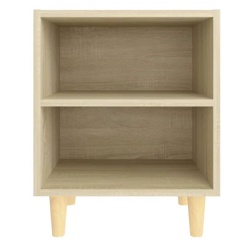 Table de chevet avec compartiment avec étagères pieds en bois 40 x 30 x 50 cm bois d'ingénierie couleur chêne DEC033208