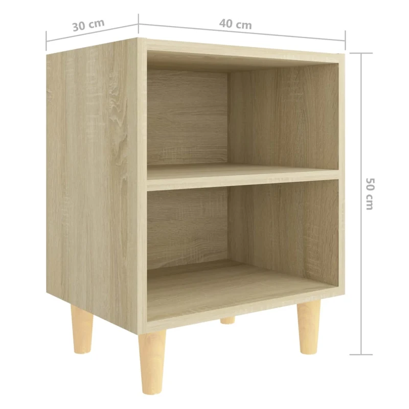 Table de chevet avec compartiment avec étagères pieds en bois 40 x 30 x 50 cm bois d'ingénierie couleur chêne DEC033208