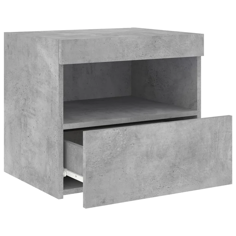 Table de chevet avec lumières LED tiroir et compartiment 50 x 40 x 45 cm bois d'ingénierie gris DEC033191