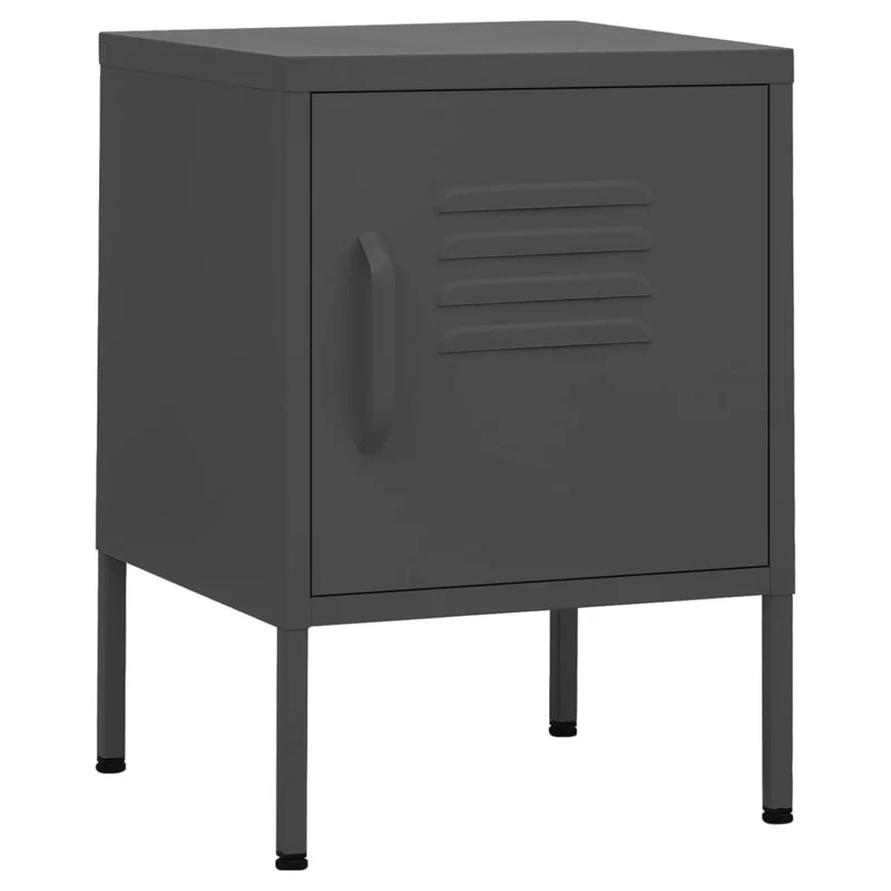 Table de chevet avec étagères avec porte 35 x 35 x 51 cm acier anthracite DEC033091