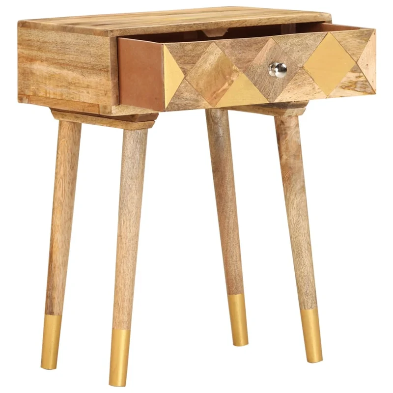 Table de chevet avec tiroir 43 x 30 x 58 cm bois de manguier massif DEC033016