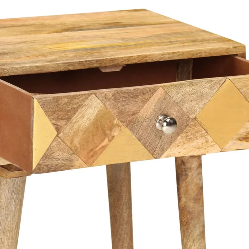 Table de chevet avec tiroir 43 x 30 x 58 cm bois de manguier massif DEC033016
