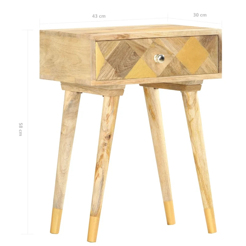 Table de chevet avec tiroir 43 x 30 x 58 cm bois de manguier massif DEC033016