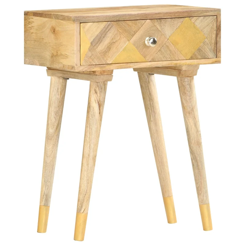 Table de chevet avec tiroir 43 x 30 x 58 cm bois de manguier massif DEC033016