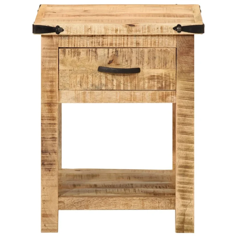 Table de chevet avec tiroir et étagère 40 x 40 x 50 cm bois de manguier massif DEC033011