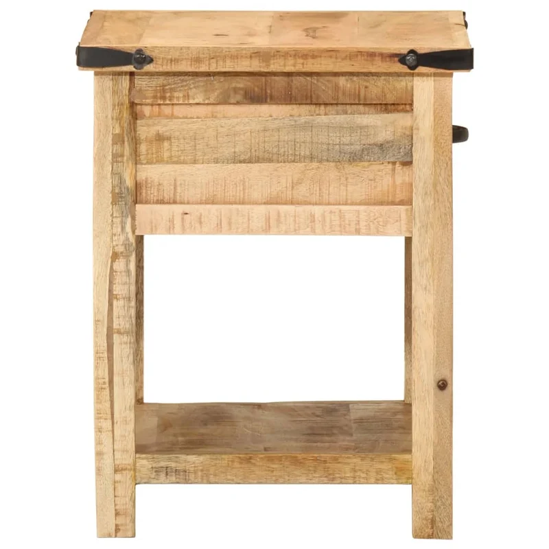 Table de chevet avec tiroir et étagère 40 x 40 x 50 cm bois de manguier massif DEC033011