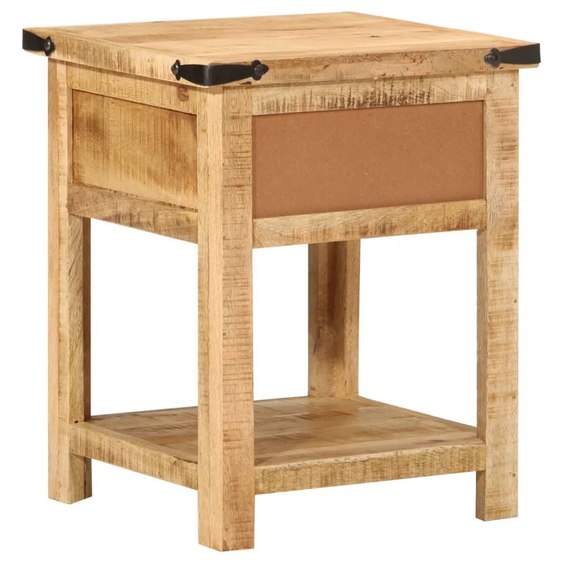 Table de chevet avec tiroir et étagère 40 x 40 x 50 cm bois de manguier massif DEC033011