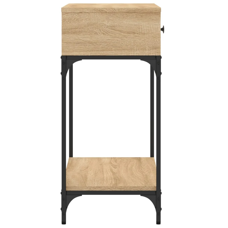 Table console avec deux tiroirs 75 x 34,5 x 75 cm bois d'ingénierie couleur chêne et métal DEC031955