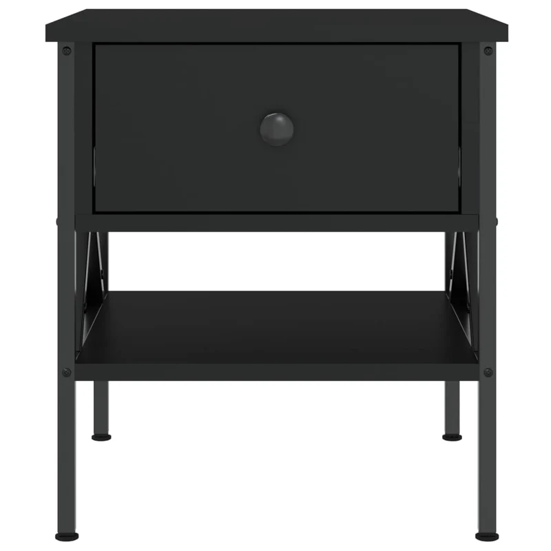 Table de chevet avec tiroir et étagère 40 x 42 x 45 cm bois d’ingénierie noir DEC034478