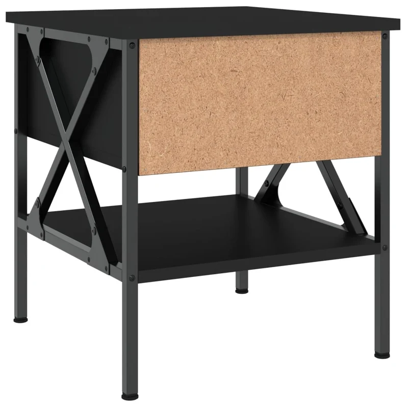 Table de chevet avec tiroir et étagère 40 x 42 x 45 cm bois d’ingénierie noir DEC034478