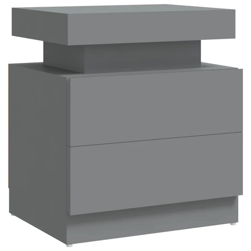 Table de chevet avec deux tiroirs 45 x 35 x 52 cm bois d'ingénierie gris DEC033956