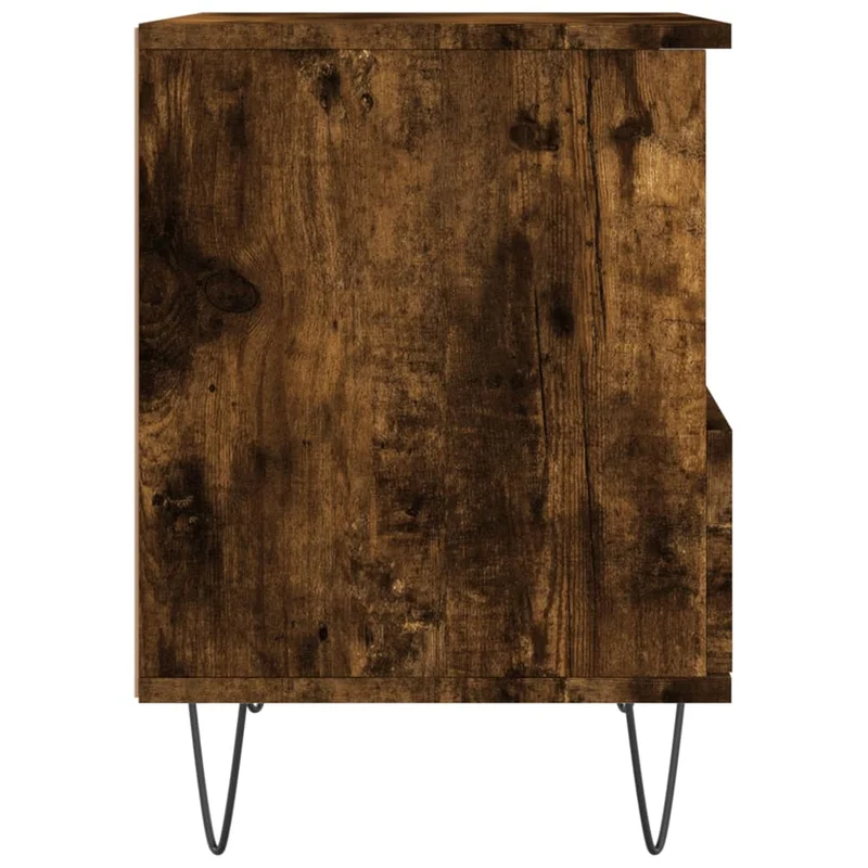 Table de chevet avec tiroir et compartiment ouvert 40 x 35 x 50 cm bois d’ingénierie marron et métal DEC033594