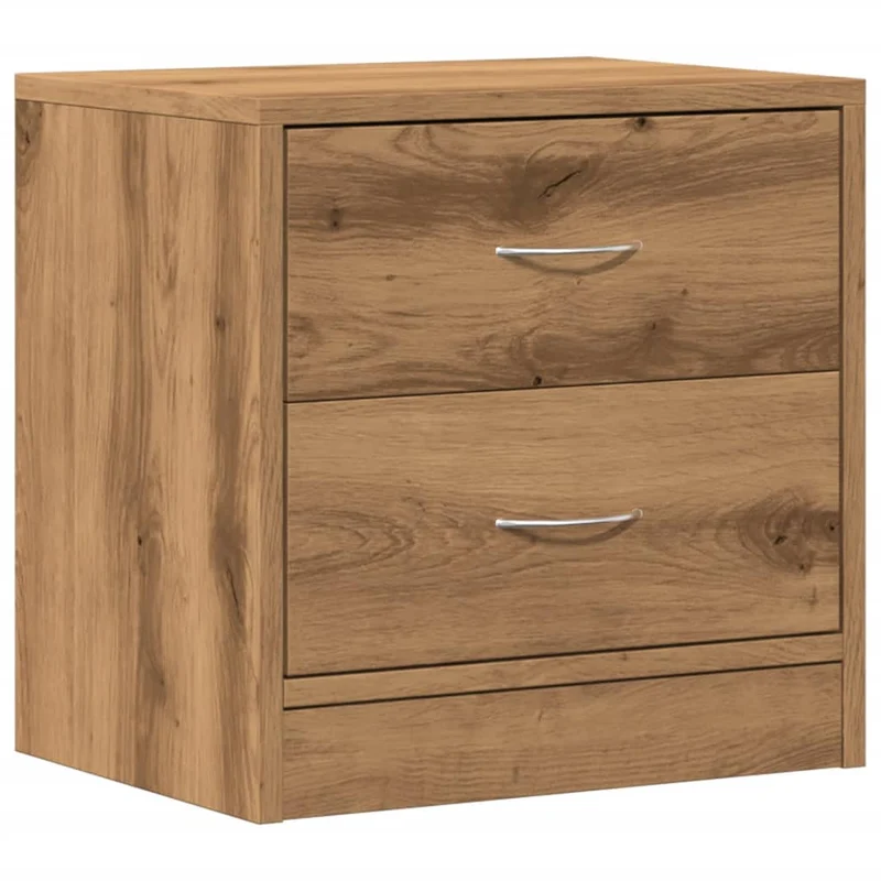 Table de chevet avec deux tiroirs 40 x 30 x 40 cm bois d'ingénierie couleur chêne DEC033531