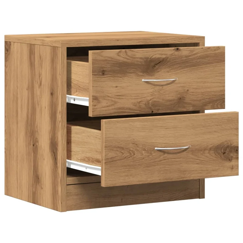 Table de chevet avec deux tiroirs 40 x 30 x 40 cm bois d'ingénierie couleur chêne DEC033531