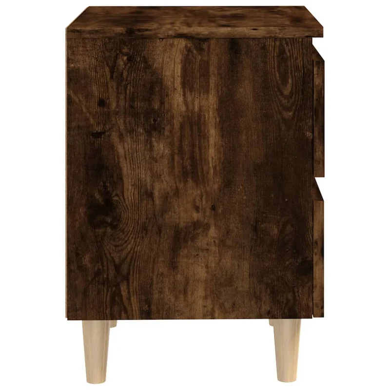 Table de chevet 2 tiroirs avec pieds en bois 40 x 35 x 50 cm bois d'ingénierie marron DEC033203