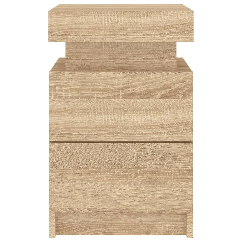 Table de chevet avec lumières LED avec tiroirs 35 x 39 x 55 cm bois d'ingénierie couleur chêne DEC033184