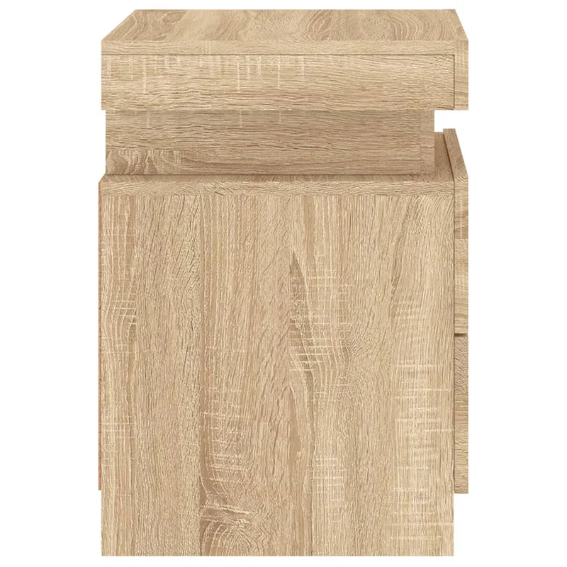 Table de chevet avec lumières LED avec tiroirs 35 x 39 x 55 cm bois d'ingénierie couleur chêne DEC033184