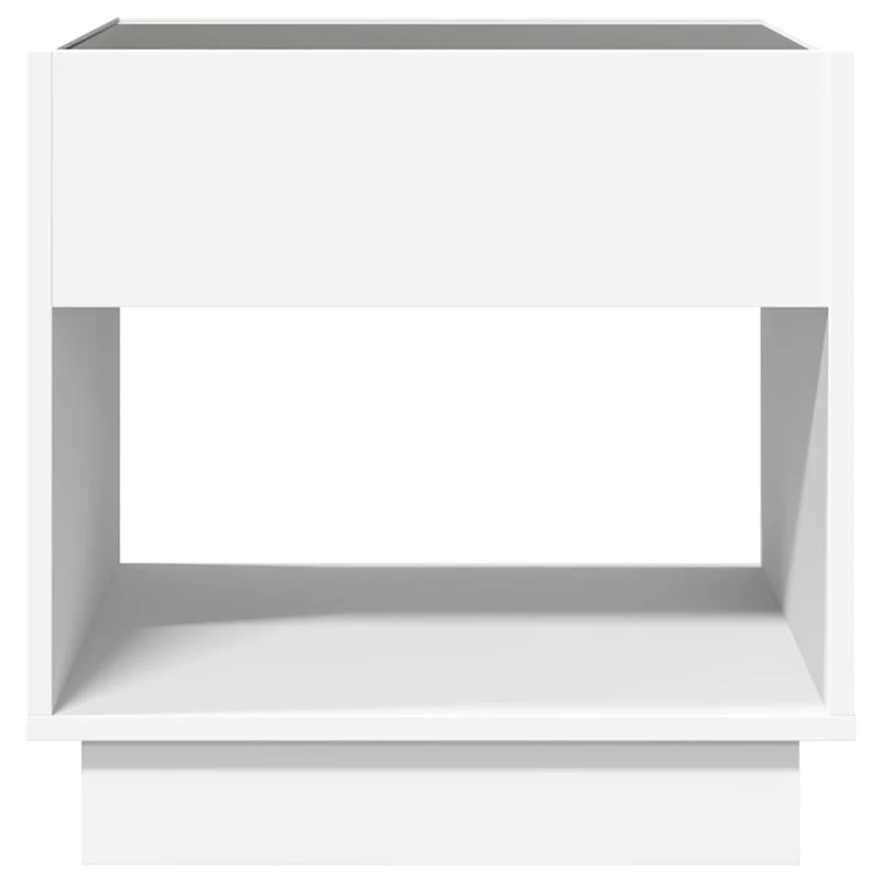 Table de chevet avec miroir à LED compartiment ouvert 50 x 50 x 50 cm bois d'ingénierie blanc et verre DEC033128