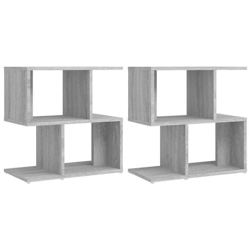 Lot de 2 tables de chevet avec étagères 50 x 30 x 51,5cm bois d'ingénierie gris DEC032898