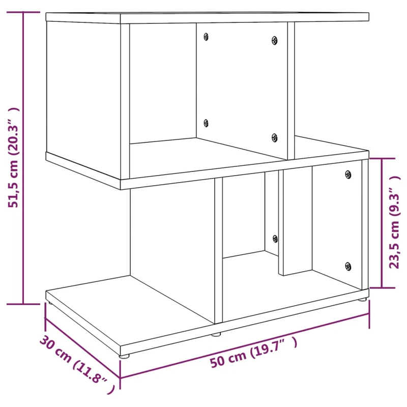 Lot de 2 tables de chevet avec étagères 50 x 30 x 51,5cm bois d'ingénierie gris DEC032898