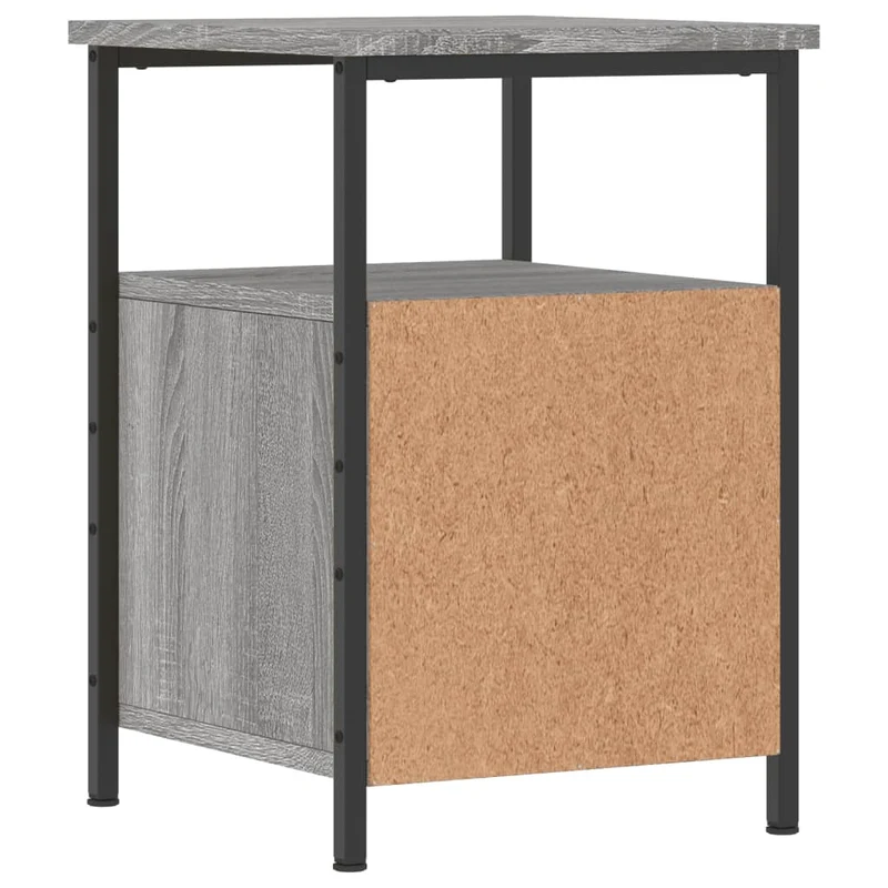 Table de chevet avec deux tiroirs et étagère 34 x 35,5 x 50 cm bois d'ingénierie gris DEC034587