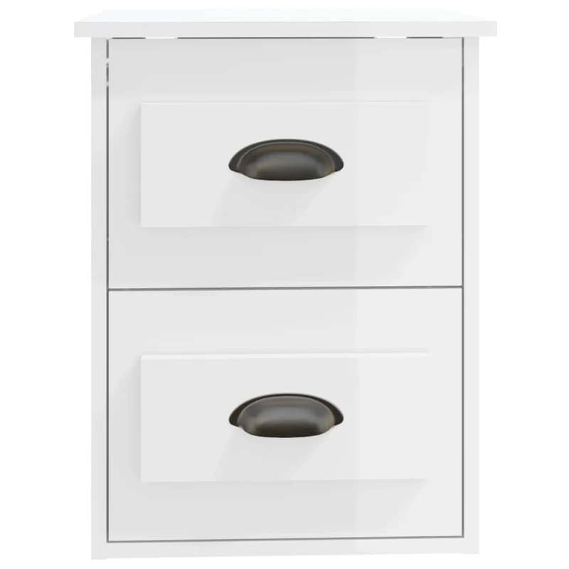 Table de chevet murale avec deux tiroirs 41,5 x 36 x 53 cm bois d'ingénierie blanc DEC034238