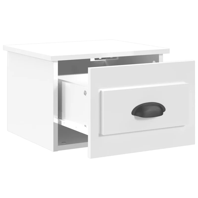 Table de chevet murale avec tiroir 41,5 x 36 x 28 cm bois d'ingénierie blanc brilliant DEC034237